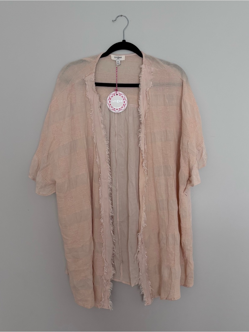 NWT Umgee Cream Open-Front Fringe Kimono Woman’s Size M/L